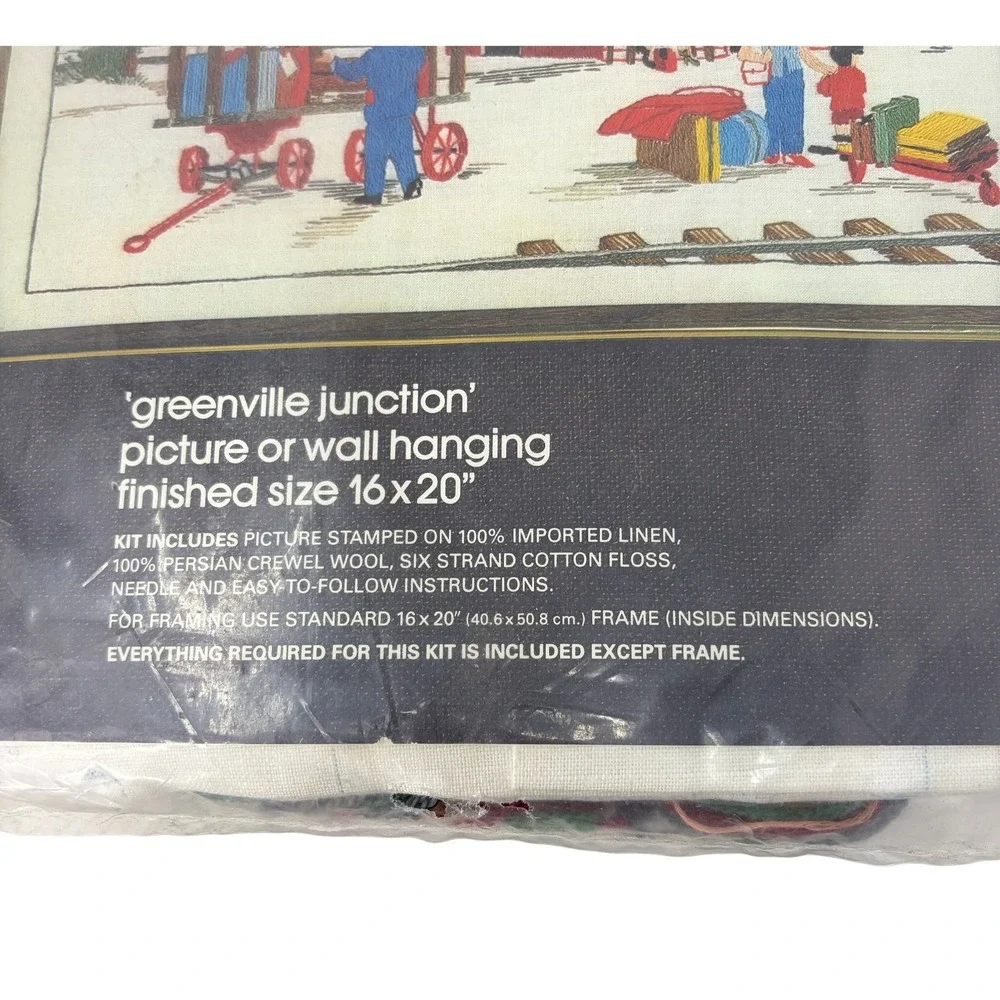 Vintage Bucilla Greenville Junction Crewel Embroidery Kit 48845 Sealed USA